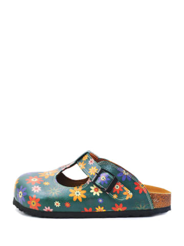 Calceo Clogs in Grün/ Bunt