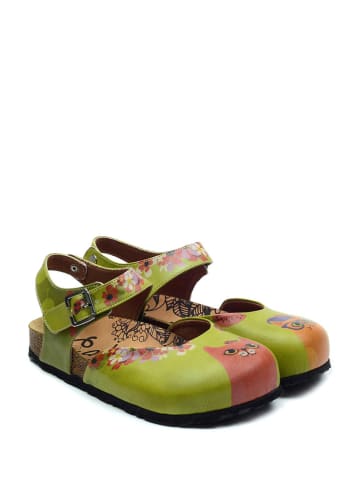 Calceo Enkelsandalen groen/meerkleurig