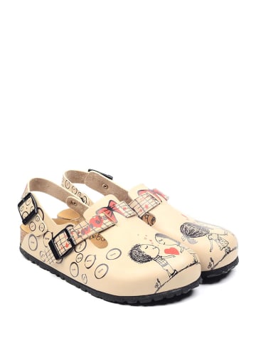 Calceo Halbsandalen in Beige/ Bunt