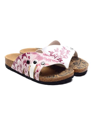 Calceo Slippers wit/lichtroze/paars