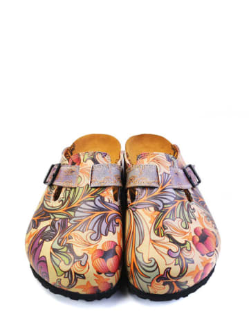 Calceo Clogs in Beige/ Lila/ Bunt