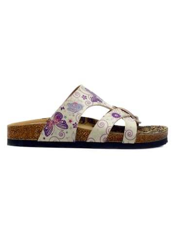 Calceo Pantoletten in Creme/ Bunt