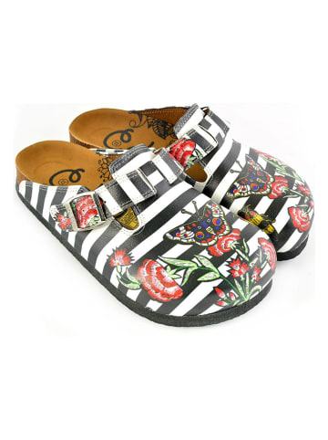 Calceo Clogs wit/zwart/meerkleurig