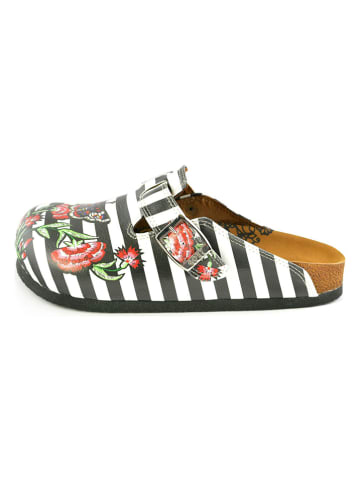 Calceo Clogs in Weiß/ Schwarz/ Bunt