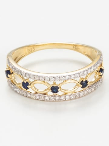 DIAMANTA Gouden ring "Sapphire Crown" met diamanten