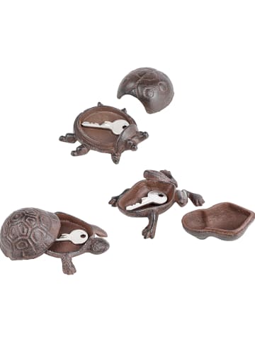 Garden Hero 3-delige set: decoratieve figuren met sleutelverstopplek bruin - (B)10 x (H)5 cm