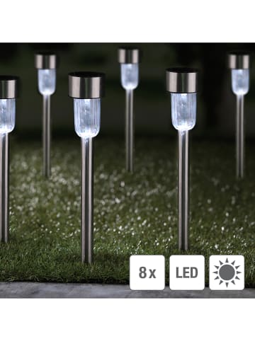 Profigarden 8er-Set: LED-Solar-Edelstahl-Gartenstecker - (H)36 cm