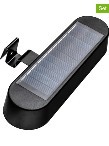 Garden Hero 2er-Set: LED-Solar-Dachrinnenleuchten in Schwarz - (B)20 x (H)3,3 x (T)11 cm