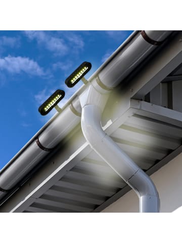Garden Hero 2er-Set: LED-Solar-Dachrinnenleuchten in Schwarz - (B)20 x (H)3,3 x (T)11 cm