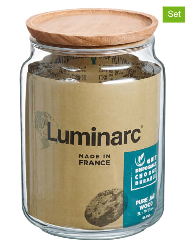 Luminarc 2-delige set: voorraadglazen "Pure Jar Wood" naturel - 2 l
