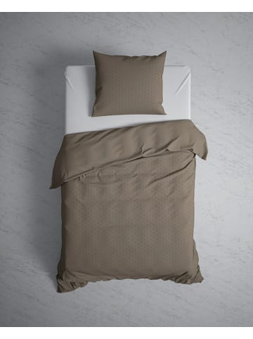 Heckett Lane Satin-Bettwäsche-Set "Punto" in Braun/ Grau