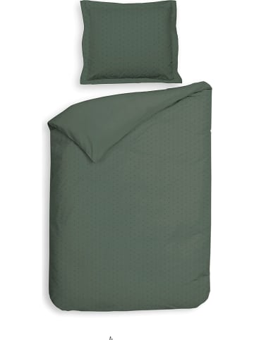 Heckett Lane Satin-Bettwäsche-Set "Punto" in Grün