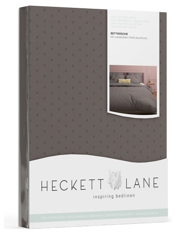 Heckett Lane Satin-Bettwäsche-Set "Punto" in Anthrazit