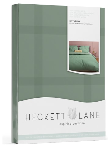 Heckett Lane Satin-Bettwäsche-Set "Diamante" in Grün