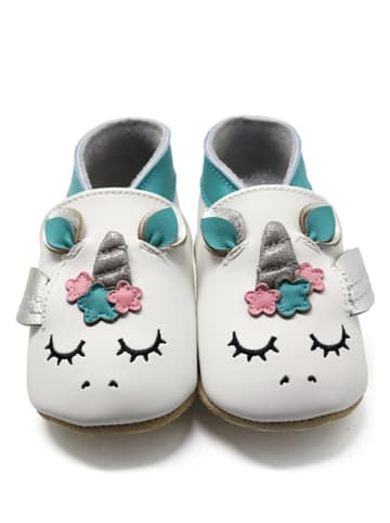 Lait et Miel Skórzane buty niemowlęce "Unicorn" w kolorze biało-różowym