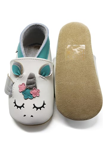 Lait et Miel Skórzane buty niemowlęce "Unicorn" w kolorze biało-różowym