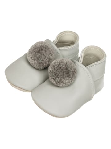Lait et Miel Lammleder-Krabbelschuhe "Pompons" in Grau