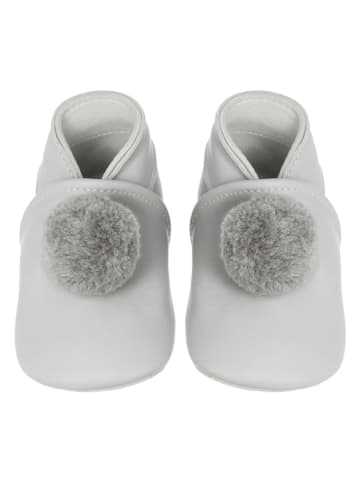 Lait et Miel Lammleder-Krabbelschuhe "Pompons" in Grau
