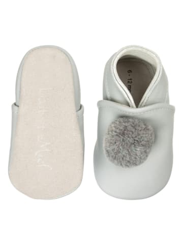 Lait et Miel Lammleder-Krabbelschuhe "Pompons" in Grau