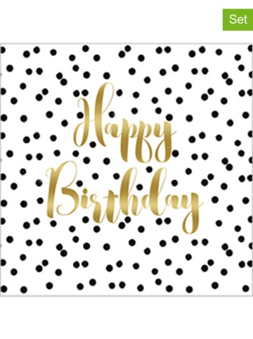 ppd 2er-Set: Servietten "Birthday Confetti" in Schwarz/ Gold - 2x 20 Stück