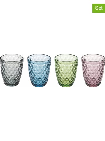 Villa d´Este 4-delige set: glazen "Diamond" meerkleurig - 240 ml