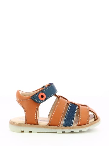 Kickers Leder-Halbsandalen "Nonosti" in Hellbraun/ Dunkelblau