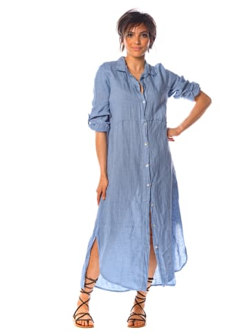 La Compagnie Du Lin Lniana sukienka "Cerise" w kolorze niebieskim