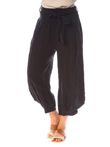 La Fabrique du Lin Lniane spodnie "Groseille" w kolorze czarnym