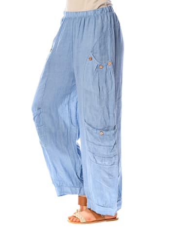 La Compagnie Du Lin Lniane spodnie "Raisin" w kolorze niebieskim