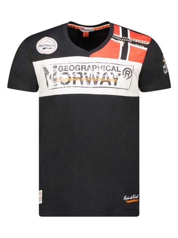 Geographical Norway Koszulka "Jidney" w kolorze czarnym ze wzorem