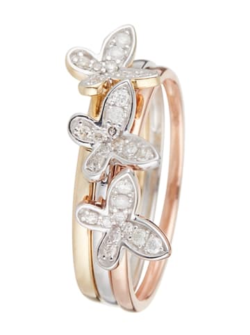 DIAMOND & CO Witgouden/roségouden/gouden ring "Valpaiso" met diamanten