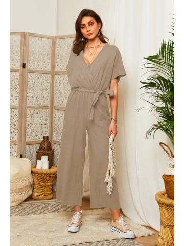 Lin Passion Linnen jumpsuit taupe