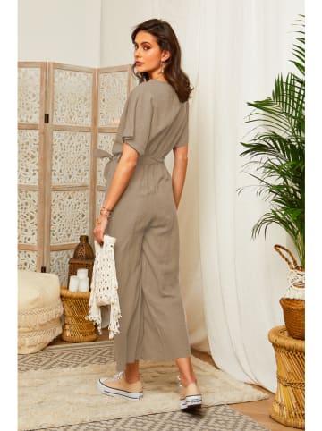 Lin Passion Leinen-Jumpsuit in Taupe