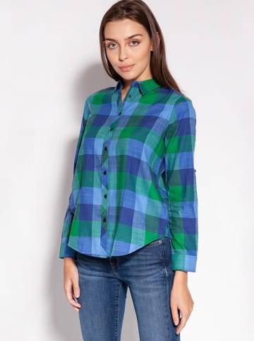 Lee Cooper Lyocellowa koszula w kolorze niebiesko-zielonym ze wzorem