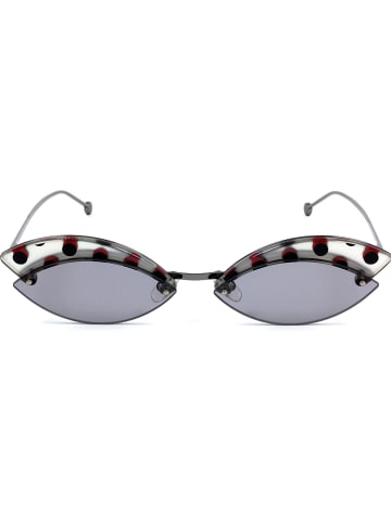 Fendi Damskie okulary przeciwsłoneczne srebrno-czarno-czerwonym