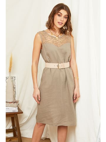 Rodier Lin Leinen-Kleid in Taupe
