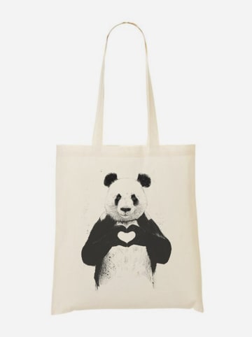 WOOOP Stoffbeutel "Love Panda" in Creme/ Schwarz - (B)36 x (H)43 cm