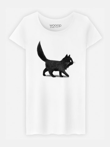 WOOOP Koszulka "Creeping Cat" w kolorze białym