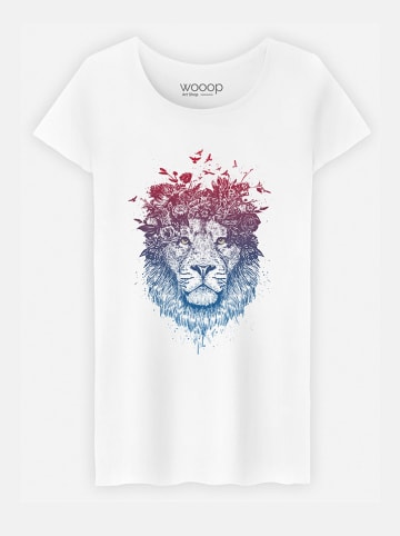 WOOOP Koszulka "Floral Lion" w kolorze białym