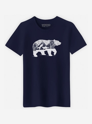 WOOOP Shirt "Bear and Foxes" donkerblauw