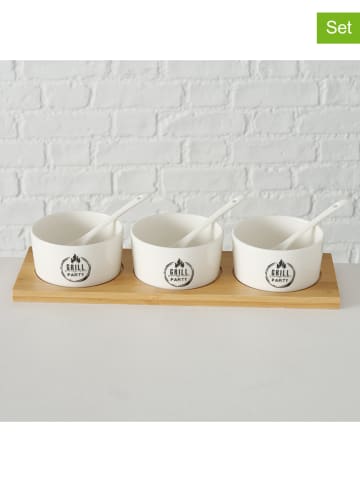 Boltze 7-delige schalenset "Conny" wit/bamboekleurig