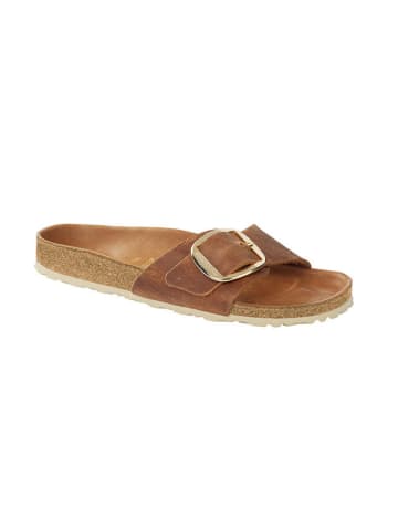 Birkenstock Leren slippers "Madrid Big Buckle" lichtbruin