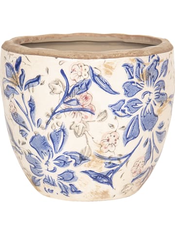 Clayre & Eef Bloempot blauw/beige - (H)17 x Ø 18 cm