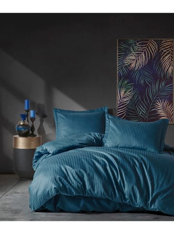 Colourful Cotton Komplet pościeli satynowej w kolorze morskim