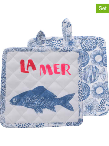 Overbeck and Friends 2er-Set: Topflappen "La Mer" in Blau - (L)20 x (B)20 cm