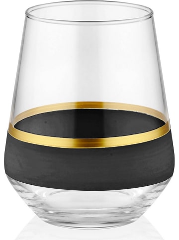 Hermia 6-delige set: glazen zwart/goudkleurig - 425 ml
