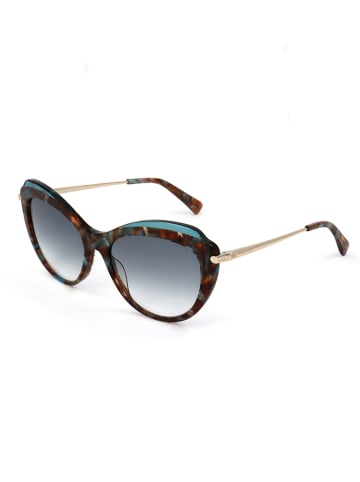 Longchamp Damskie okulary przeciwsłoneczne w kolorze brązowo-turkusowo-złotym