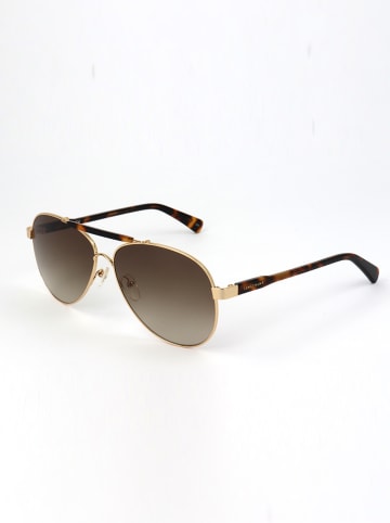 Longchamp Damskie okulary przeciwsłoneczne w kolorze złoto-ciemnobrązowym