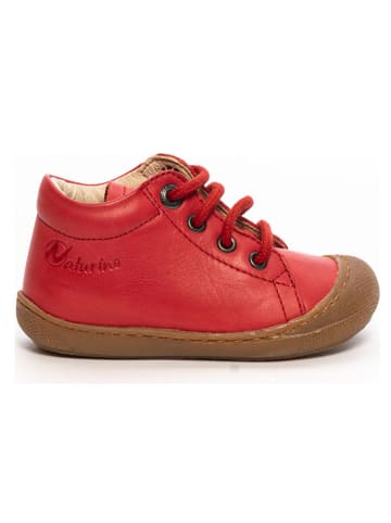 Naturino Skórzane buty "Cocoon" w kolorze czerwonym do nauki chodzenia