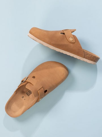 BACKSUN Leren slippers "Oslo" camelkleurig